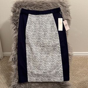Navy and white pencil skirt